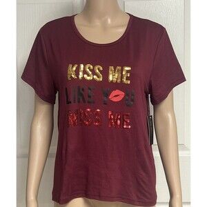 Kiss Me Like You Miss Me Lux Dreams Sequin T-shirt Loungewear Pajama Top
